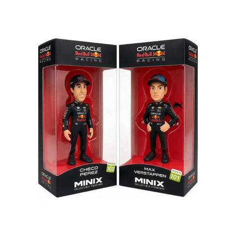 Figuras Coleccionables Minix – Red Bull Racing Fórmula 1 (Modelos: Checo Pérez y Max Verstappen)