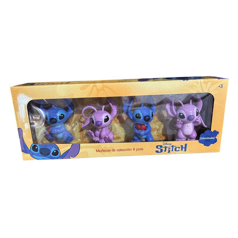 Set Disney Stitch y Ángel Dúo Romántico – Muñecos de Colección (4 Piezas)