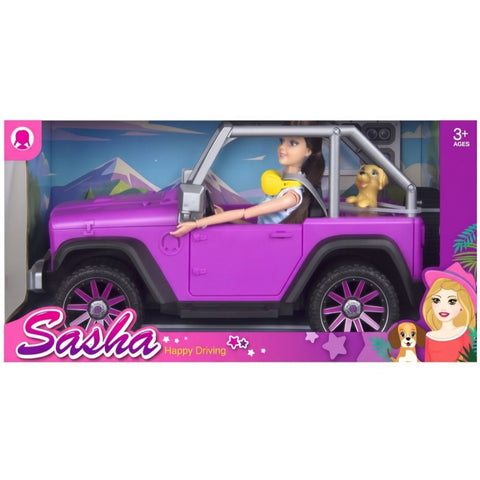 Muñeca Sasha con vehículo y accesorios — juguete por mayoreo