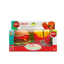 Los niños cocinan hamburguesa