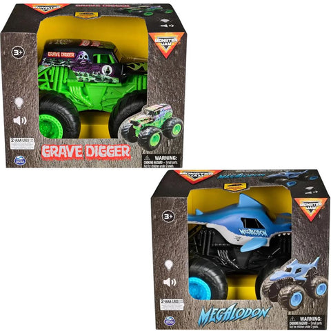 Camiones Monster Jam Electrónicos con Luces y Sonidos (Modelos: Megalodon / Grave Digger)