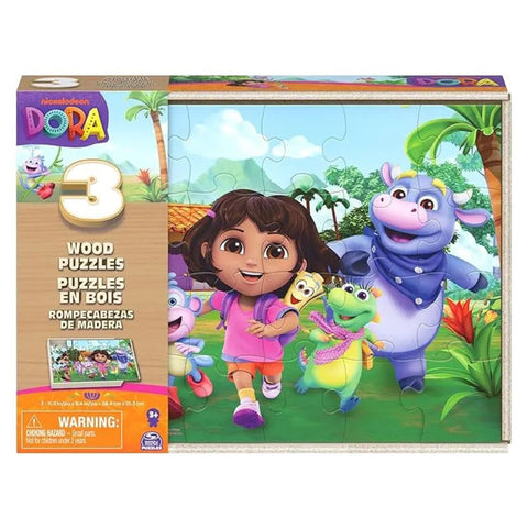 Dora La Exploradora Kit De 3 Rompecabezas de Madera