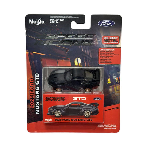 Maisto Speed Icons 1:64 – 2025 Ford Mustang GTD (Edición Limitada / Negro Brillante)