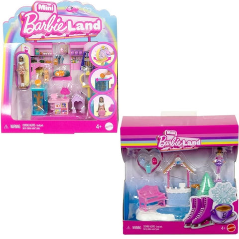 Mini BarbieLand Doll and Playset – Surtido Mini Sets de Juego (Pista de Patinaje sobre Hielo / Tienda de Mascotas)