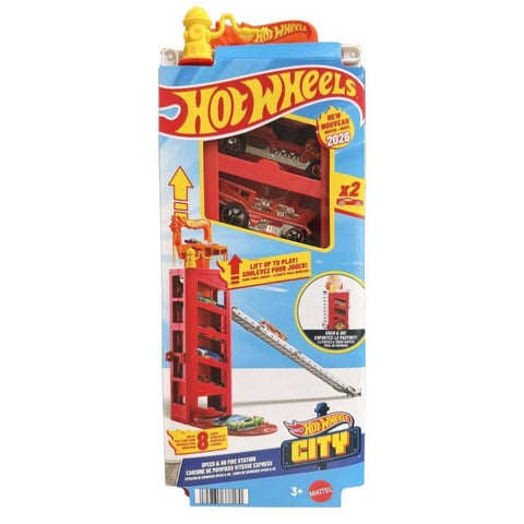 Pista y Estación de Bomberos Portátil Hot Wheels City Speed & Go Fire Station