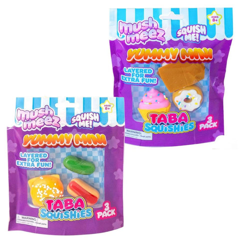 Mushmeez Taba Squishies Yummy Mix – Paquete de 3 Squishies Antiestrés