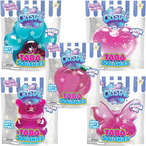 Mushmeez Crystal Taba Squishies – Figura Sensorial Antiestrés Translúcida con Brillo